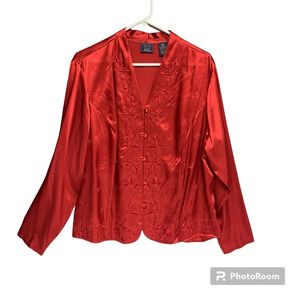 Laura Scott Woman red button down top size 20W long sleeve